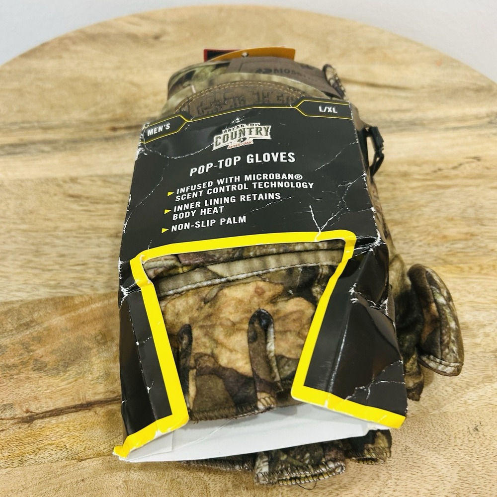 Mossy Oak Break Up Country Men's L/XL Pop-Top Shooting Gloves Scent Control